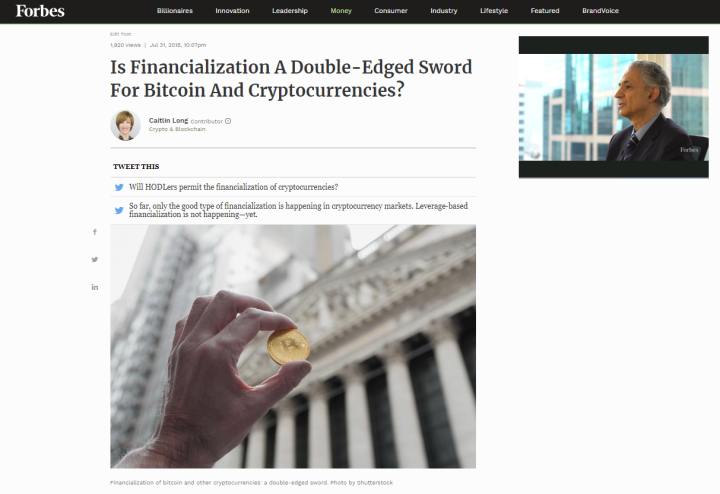 blurb of a published blockchain news article by Caitlin