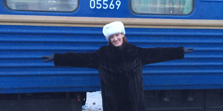trans_siberian_pic A woman in front of a Trans-Siberian train